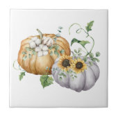 秋秋かぼちゃヒマワリと綿花 タイル (正面)