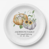 秋秋かぼちゃヒマワリと綿花 ペーパープレート (正面)