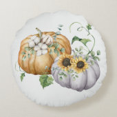 秋秋かぼちゃヒマワリと綿花 ラウンドクッション (裏面)