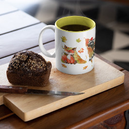 秋秋かわいい動物クリップアート ツートーンマグカップ