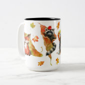 秋秋かわいい動物クリップアート ツートーンマグカップ (正面左)