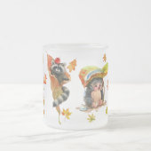 秋秋かわいい動物クリップアート フロストグラスマグカップ (中央)