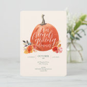 秋秋に親しみやすい水の色かぼちゃ 招待状 (スタンド正面)