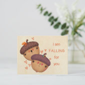 秋秋のどんぐりかわいいハロウィンサンクスギビング シーズンポストカード (スタンド正面)