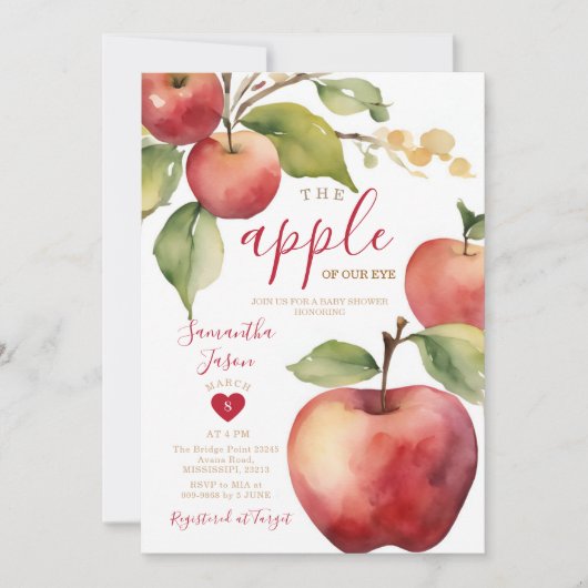 秋秋のアップルマイアイベイビーシャワー招待状 招待状 (正面)