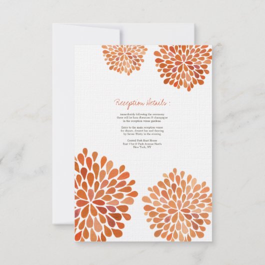 秋秋のウェディングレセプションカードフラワー開花 招待状 (裏面)