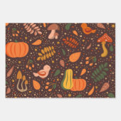 秋秋のカボチャと葉ラッピング紙セット ラッピングペーパーシート (正面)