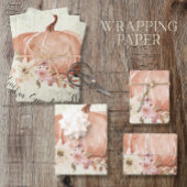 秋秋のカボチャ葉の木素朴のデクページ ラッピングペーパーシート