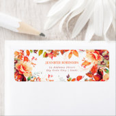 秋秋のシックな水の色のフローラ誕生日パーティー ラベル (インサイチュ)