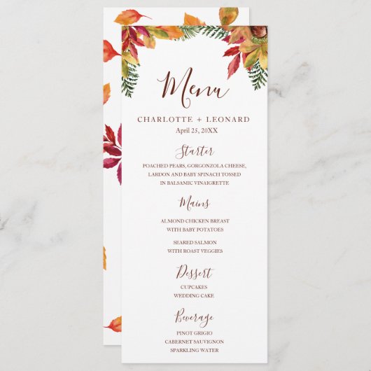 秋秋のディナーメニューテンプレート メニュー (正面/裏面)