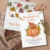 秋秋のパンプキ素朴ンサンクスギビングディナー 招待状