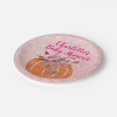 秋秋のフローラカボチャ赤ちゃんシャワーバラ金ゴールド ペーパープレート (アングル)