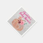 秋秋のフローラカボチャ赤ちゃんシャワーピンクシルバー スタンダードカクテルナプキン (角)