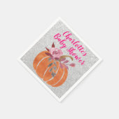 秋秋のフローラカボチャ赤ちゃんシャワーピンクシルバー スタンダードカクテルナプキン (角)