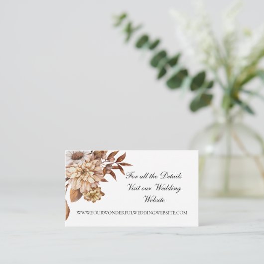 秋秋のフローラス葉エレガントウェディングサイト エンクロージャーカード (スタンド正面)