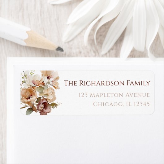 秋秋のフローラ素朴な茶色ベージュニュートラル ラベル (インサイチュ)