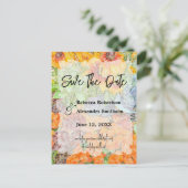 秋秋のフローラ色の結婚式の日付を保存 ポストカード (スタンド正面)