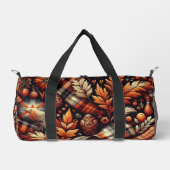 秋秋のプレイド離れズオレンジブラックベージュ ダッフルバッグ (正面)