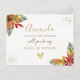 秋秋のメイド・オブ・オーナー(花嫁付き添い人)またはBRIDESMAID提案 インビテーションポストカード