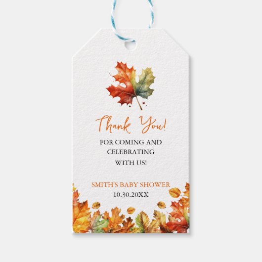 秋秋のメープル葉のラベルに感謝の好意 ギフトタグ (正面)