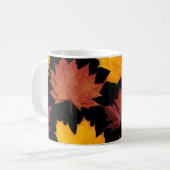 秋秋のメープル葉ズブラック コーヒーマグカップ (正面左)