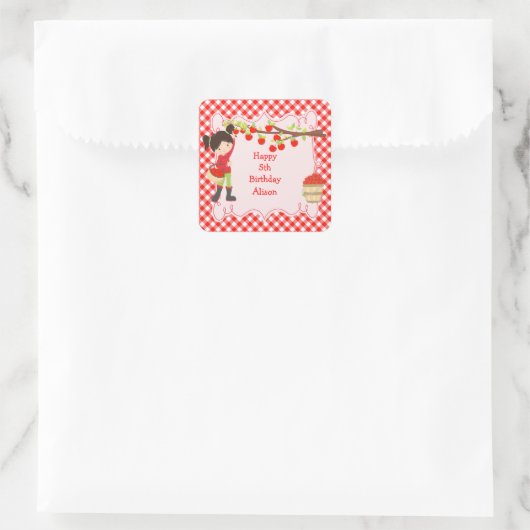 秋秋のリンゴ摘み黒髪誕生日 スクエアシール (バッグ)