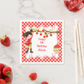 秋秋のリンゴ摘み黒髪誕生日 スタンダードカクテルナプキン (インサイチュ)