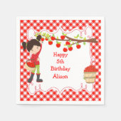 秋秋のリンゴ摘み黒髪誕生日 スタンダードカクテルナプキン (正面)