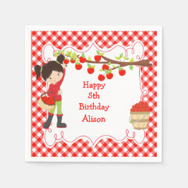 秋秋のリンゴ摘み黒髪誕生日 スタンダードカクテルナプキン