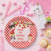 秋秋のリンゴ摘み黒髪誕生日 ペーパープレート (パーティー)