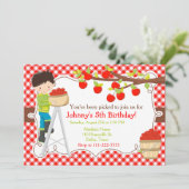 秋秋のリンゴ摘み黒髪誕生日 招待状 (スタンド正面)