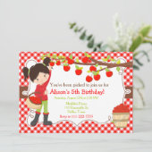 秋秋のリンゴ摘み黒髪誕生日 招待状 (スタンド正面)