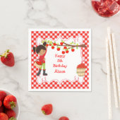 秋秋のリンゴ狩りアフリカ系アメリカ スタンダードカクテルナプキン (インサイチュ)