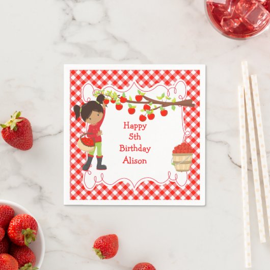 秋秋のリンゴ狩りアフリカ系アメリカ スタンダードカクテルナプキン (インサイチュ)