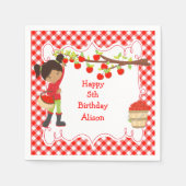 秋秋のリンゴ狩りアフリカ系アメリカ スタンダードカクテルナプキン (正面)