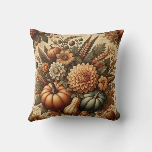 秋秋のヴィンテージフローラ感謝型カボチャ クッション (裏面)