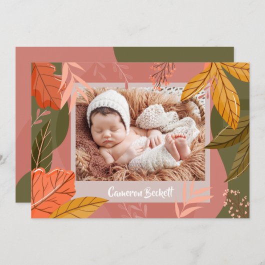 秋秋の写真誕生のお知らせ シーズンカード (正面/裏面)