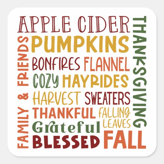 秋秋の冬の感謝祭のホリデー感謝祭 スクエアシール (正面)