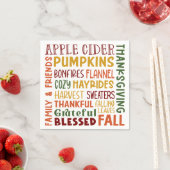 秋秋の冬の感謝祭のホリデー感謝祭 スタンダードカクテルナプキン (インサイチュ)