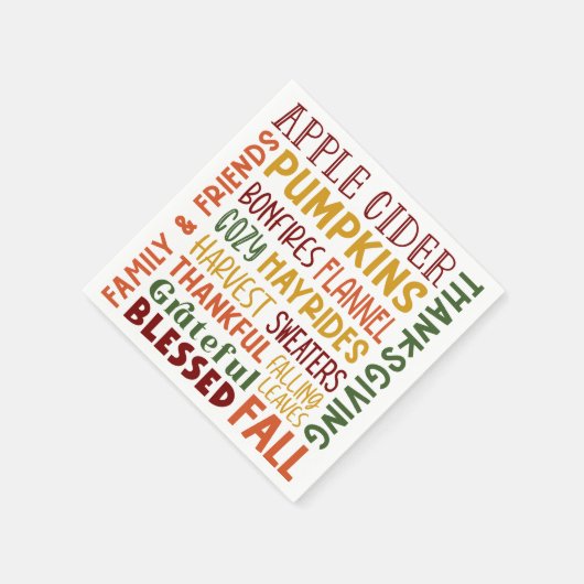 秋秋の冬の感謝祭のホリデー感謝祭 スタンダードカクテルナプキン (角)