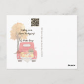 秋秋の収穫トラック感謝祭ビジネス ポストカード (裏面)