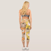 秋秋の収穫感謝祭の季節の葉の秋 カプリレギンス (裏面)