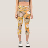 秋秋の収穫感謝祭の季節の葉の秋 カプリレギンス (正面)