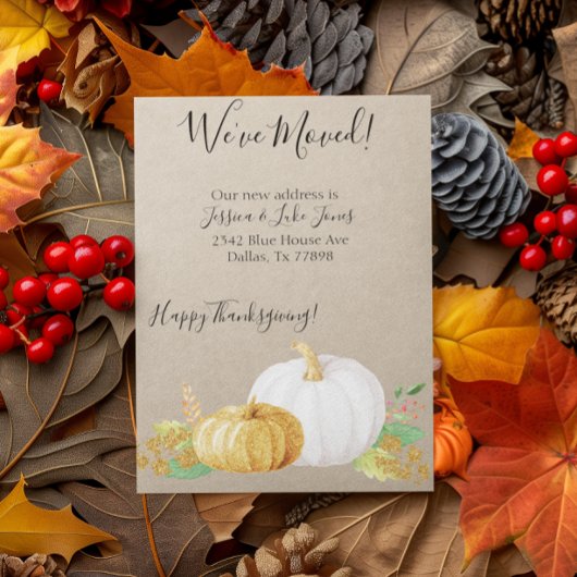 秋秋の引っ越しました感謝祭の移動 案内状