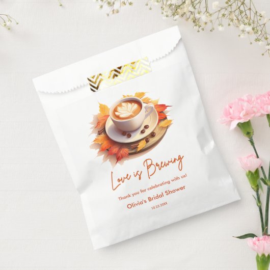 秋秋の愛がコーヒーを醸造しているブライダルシャワー フェイバーバッグ (封をした状態)