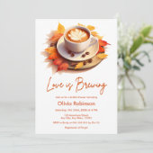 秋秋の愛がコーヒーを醸造しているブライダルシャワー 招待状 (スタンド正面)