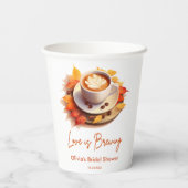 秋秋の愛がコーヒーを醸造しているブライダルシャワー 紙コップ (裏面)