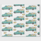 秋秋の感謝祭かぼちゃのトラック ラッピングペーパー (フラット)