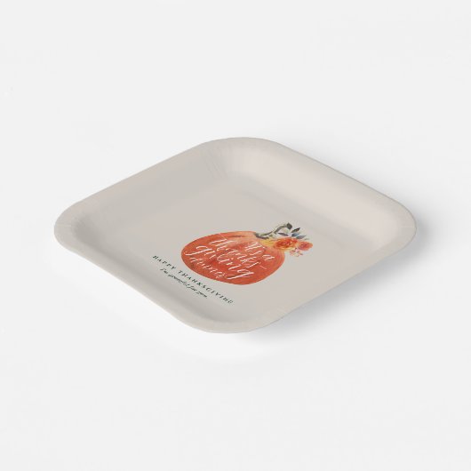 秋秋の感謝祭ウォーターカラーパンプキン ペーパープレート (傾斜あり)