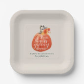 秋秋の感謝祭ウォーターカラーパンプキン ペーパープレート (正面)